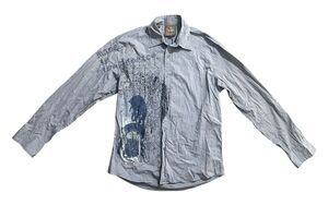 Roar Made In Los Angels Embroidered Graphic Print LongSleeve Button Shirt Grunge